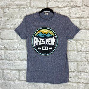 PIKES PEAK TShirt Small Souvenir Shirt Gray Graphic T Delta Ringspun Colorado